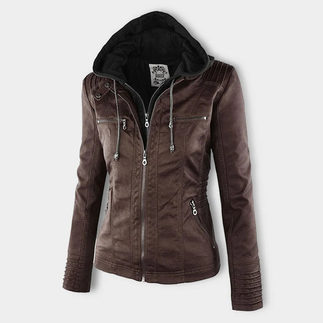 Olive™ - Waterproof Women's Leather Jacket with Hood