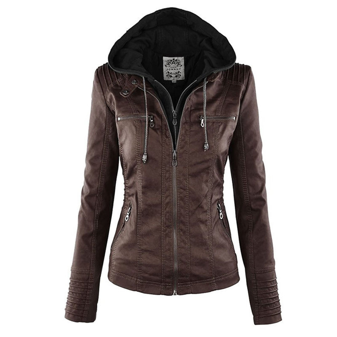 Olive™ - Waterproof Women's Leather Jacket with Hood