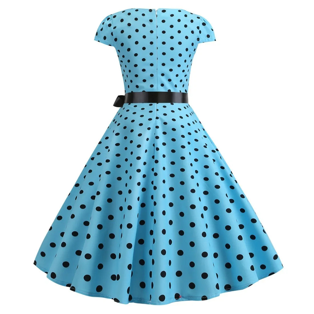 Women Vintage 1950s Retro Short Sleeve Print Evening Party Gown