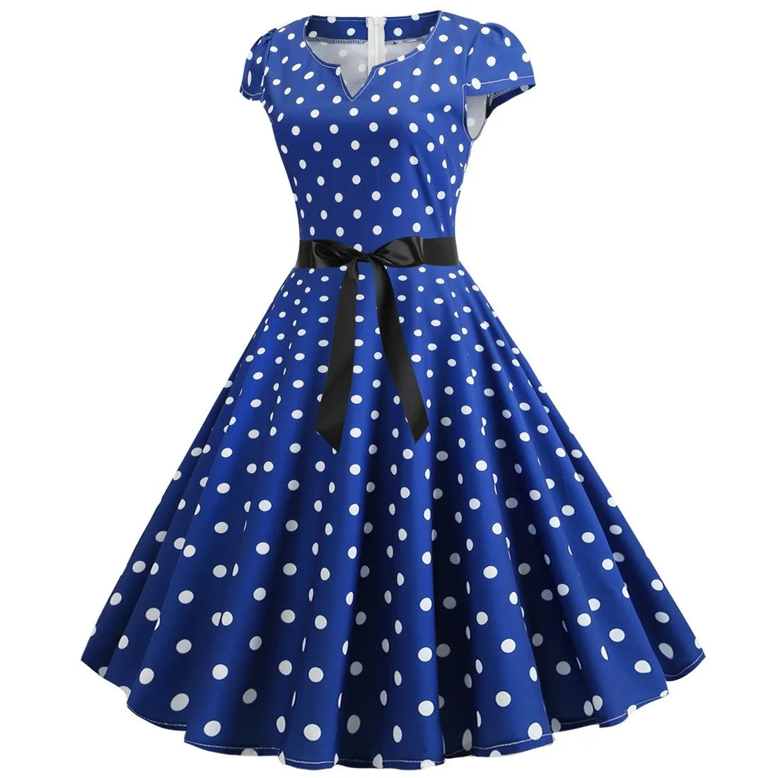 Women Vintage 1950s Retro Short Sleeve Print Evening Party Gown