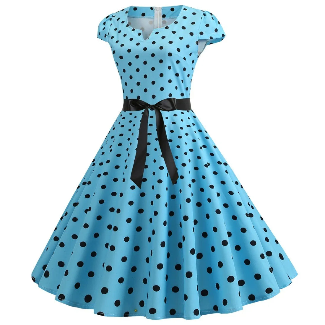 Women Vintage 1950s Retro Short Sleeve Print Evening Party Gown