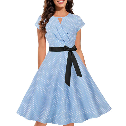 Women Wedding Guest Vintage Cocktail Dress 1950s Retro Cocktail Sleeveless Swing Dresses